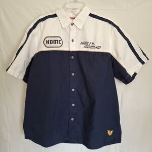 Harley Davidson XL Shirt Button Up HDMC Color Block Racing Mechanic Short Sleeve